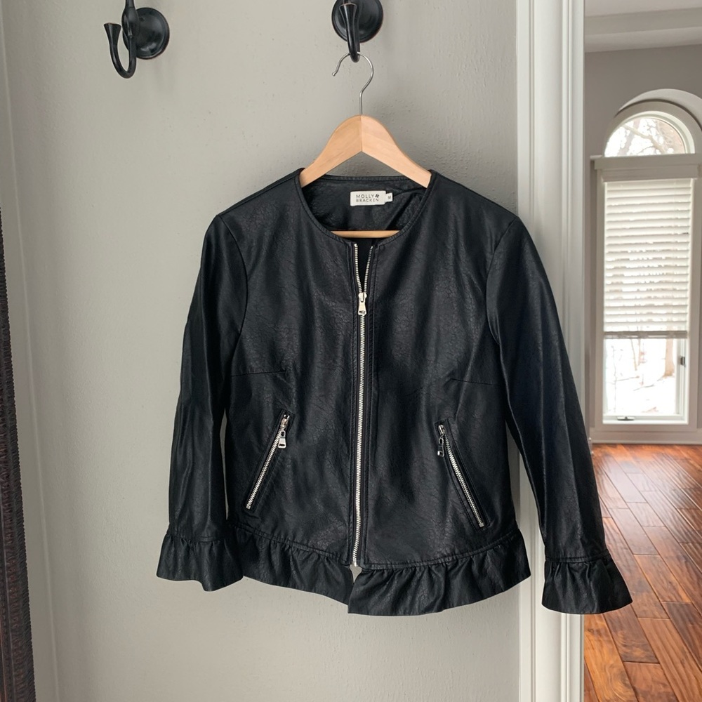 Molly Bracken ruffled faux leather jacket